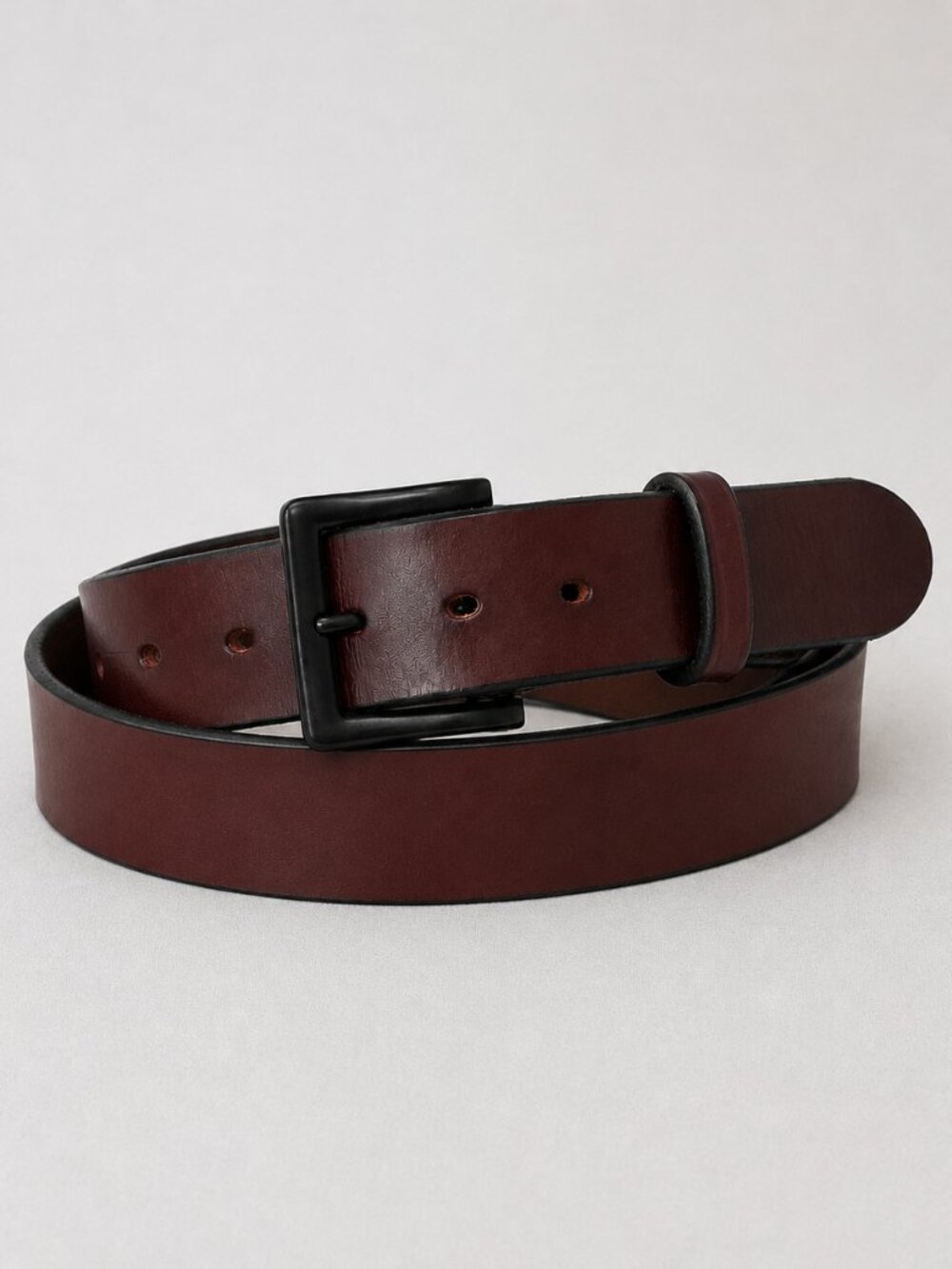 Hanks Belts Everyday Work Belt Brown Full Grain Leather Matte Black Buckle 34
